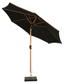 Markedsparasoll Stockholm Ø300 cm svart/teak m/sveiv